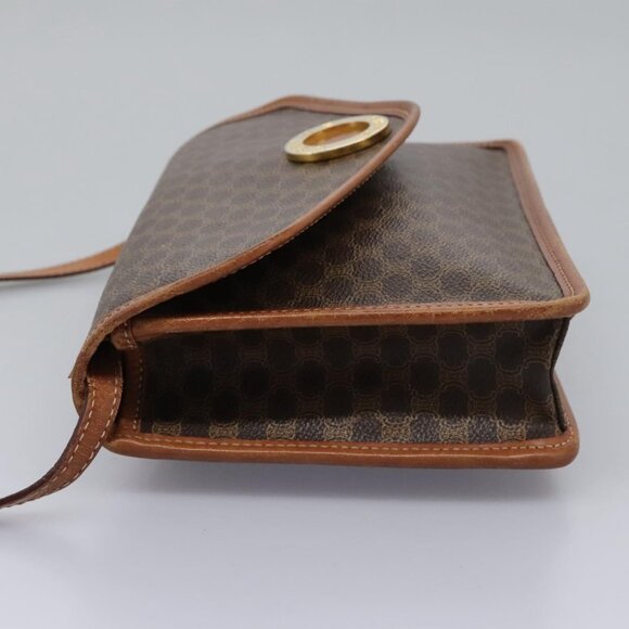 CELINE Macadam Canvas Shoulder Bag PVC Leather Brown Gold Auth - Picture 3 of 16